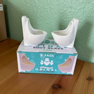 Urinal Shot Glass Set - White Ceramic Home Accent